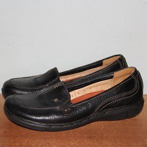 Clarks Unstructured Leather Slip-On Loafers Womens 8.5 Black